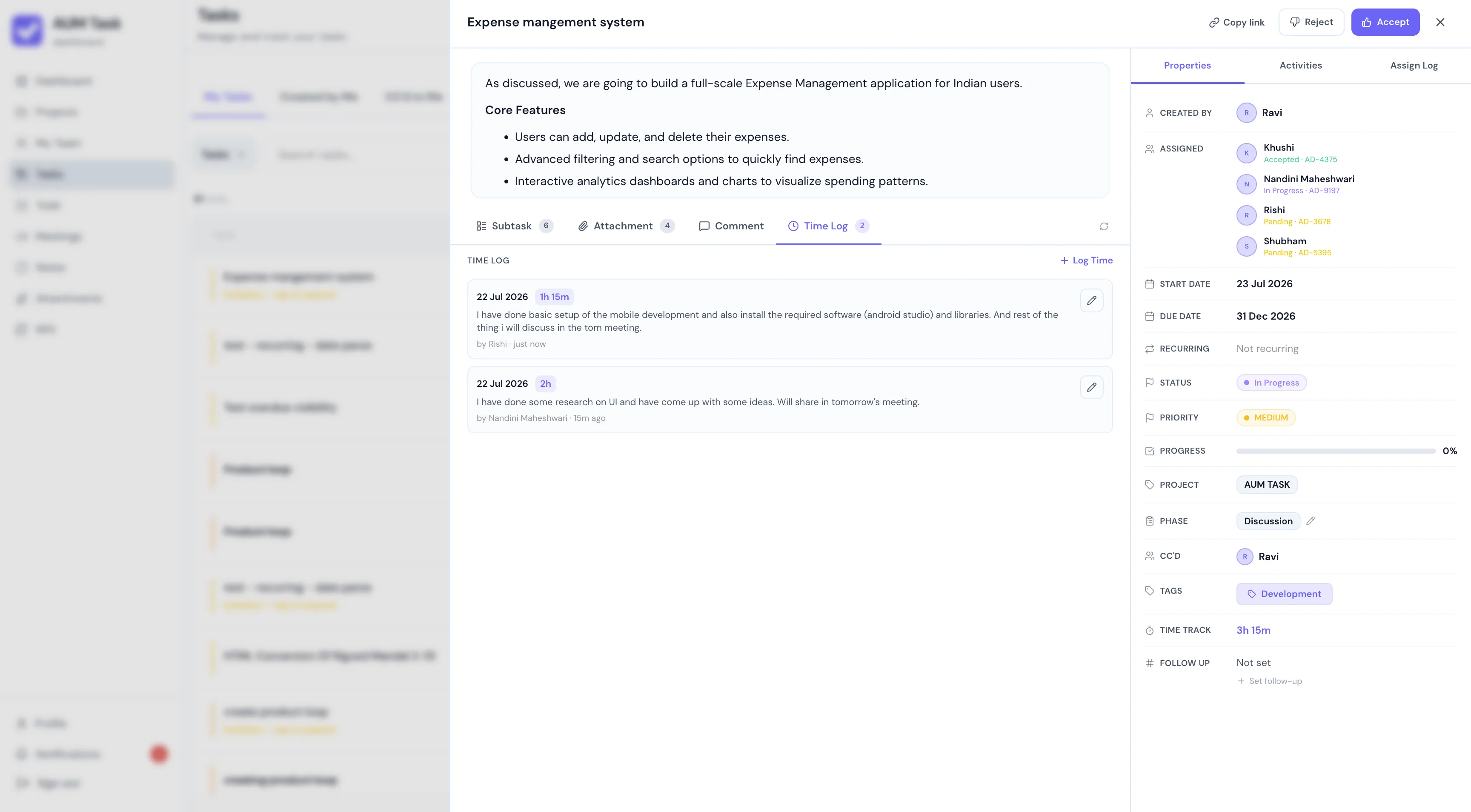 Task Time Tracking Overview